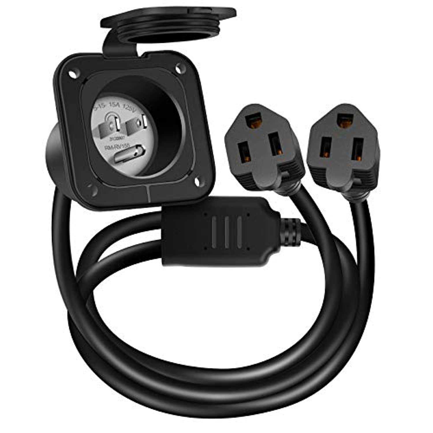 Welluck 15 Amp 125V Ac Power Inlet Port Plug With Integrated Dual 18 Extension Cord - Cheap Fitting