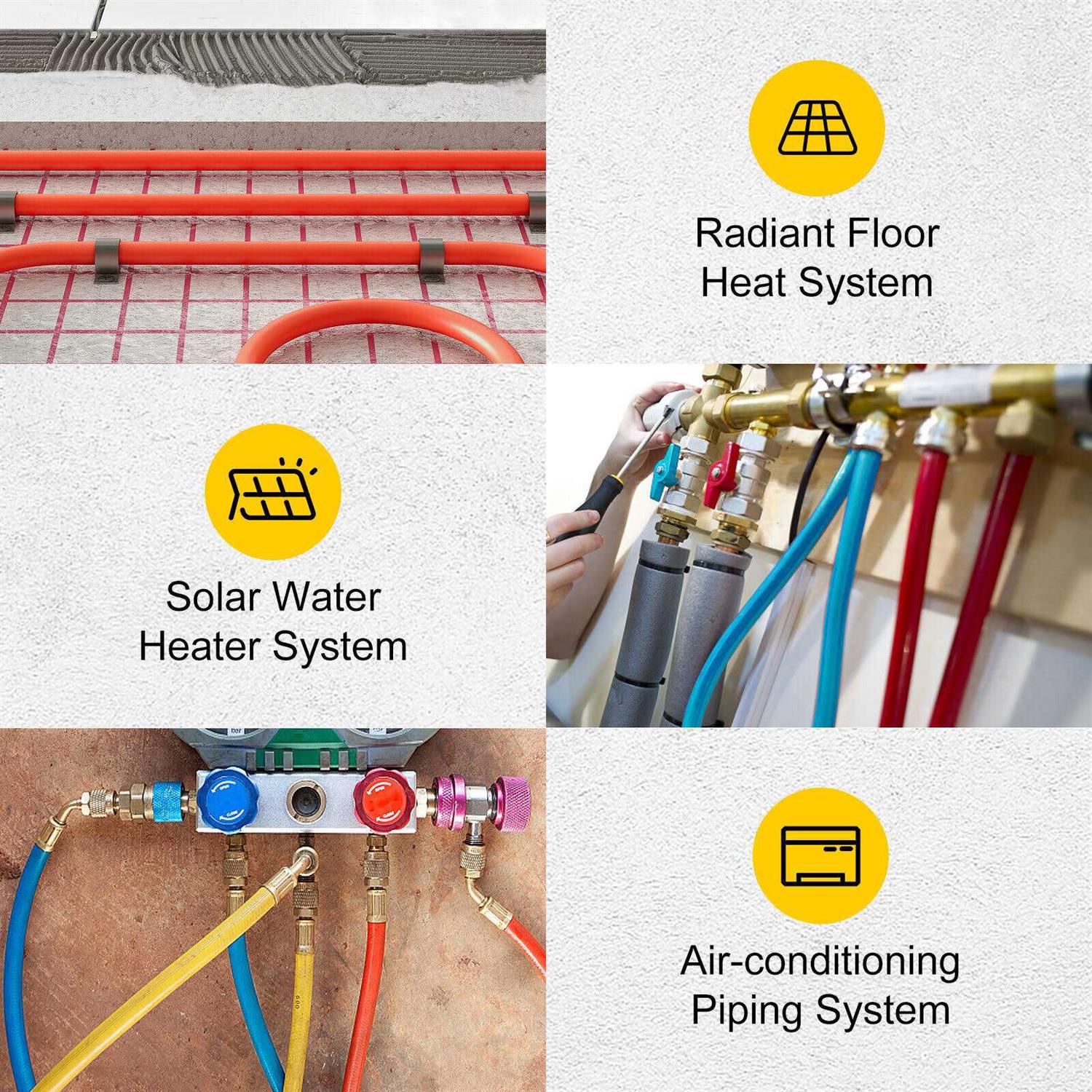 VEVOR PEX Tubing Pipe 1/2 PEX Tubing Oxygen Barrier Radiant Floor PEX Pipe Radiant Heat Floor Heating Plumbing Tubing - Cheap Fitting