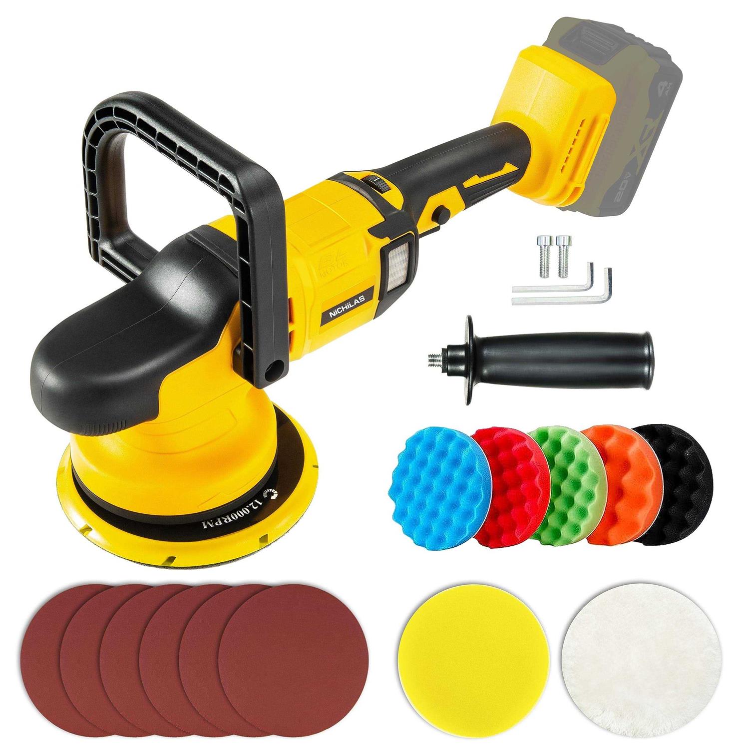 Orbital Polisher for Dewalt 20V Battery 6inch 150mm Brushless Cordless Design Buffer Car Waxer with 6 speeds 750-6800RPM - Cheap Fitting