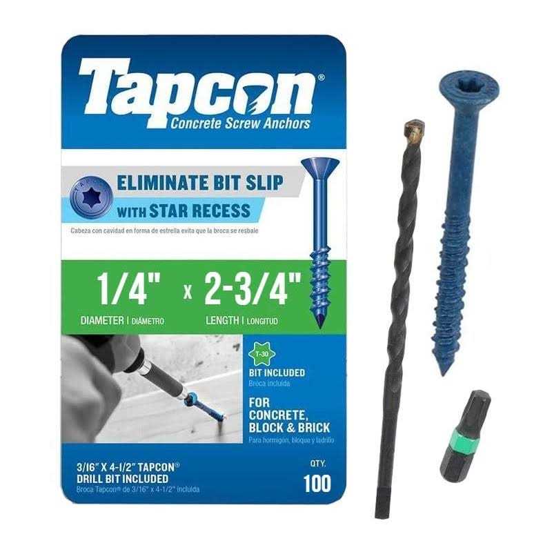 Tapcon 1/4 x 2-3/4 Star Torx Head Concrete Anchor Screws 3189407v2 - Cheap Fitting