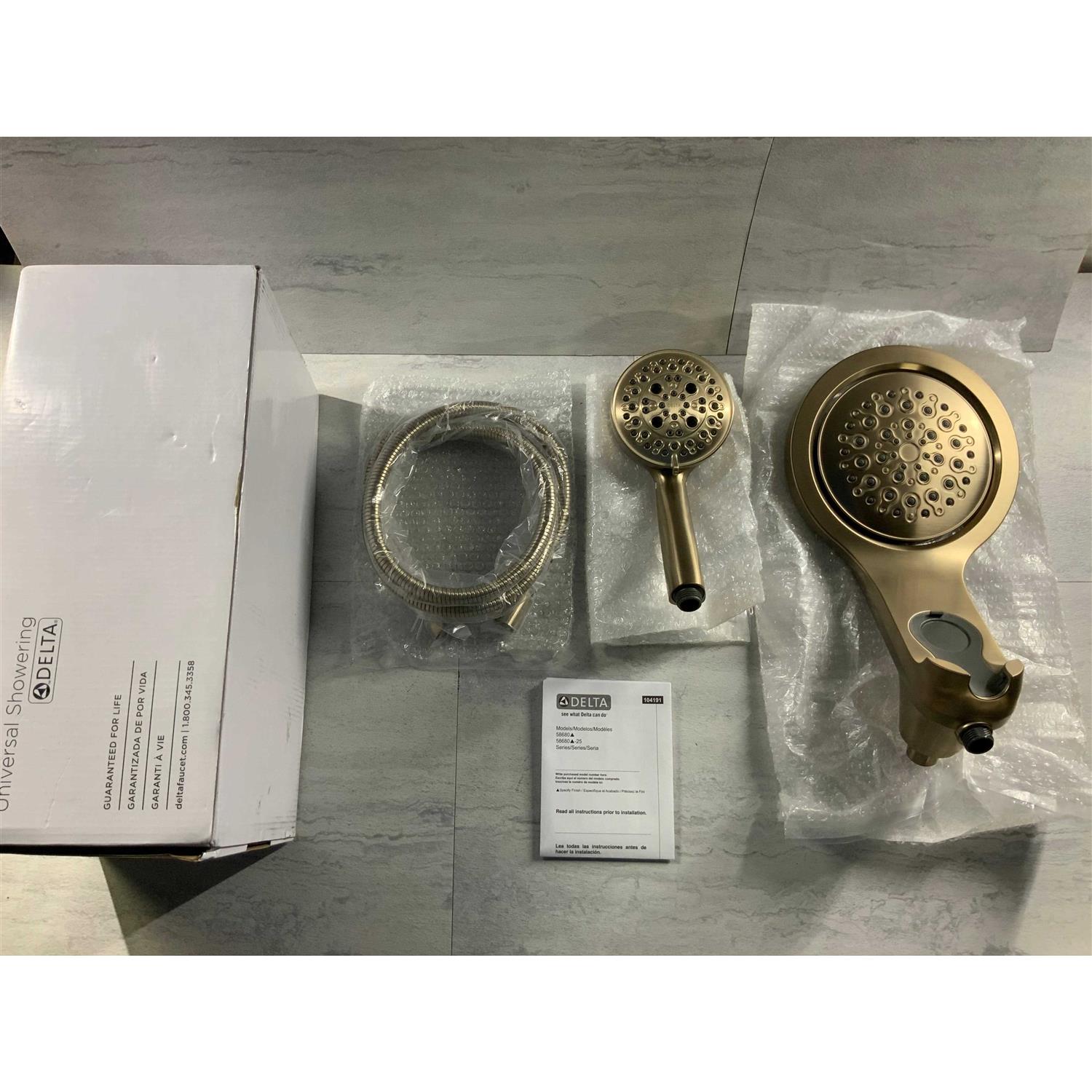 Delta Universal Showering HydroRain H2Okinetic 5-Setting Two-in-One Shower Head - Cheap Fitting