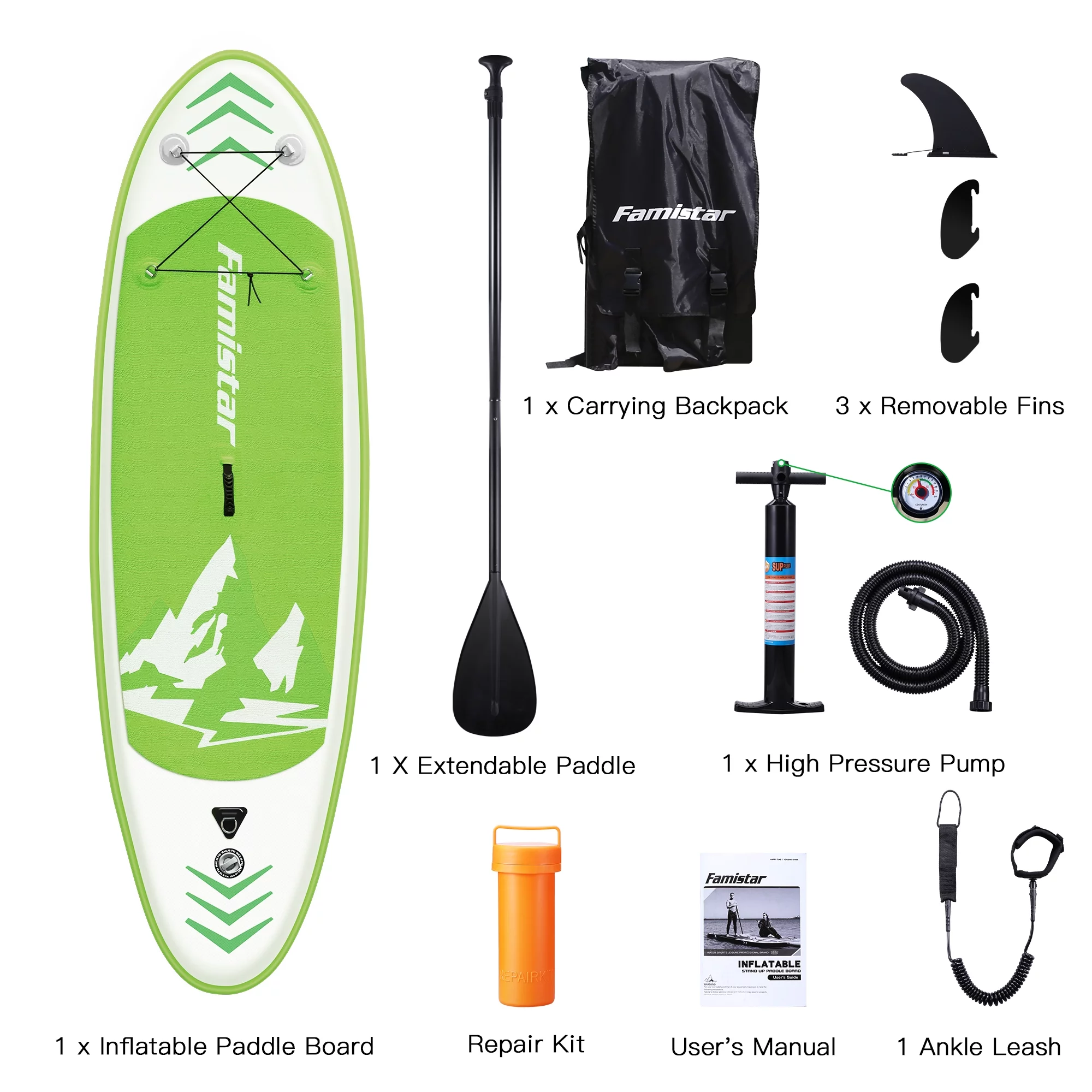 Famistar 10' Inflatable Stand Up Paddle Board 6