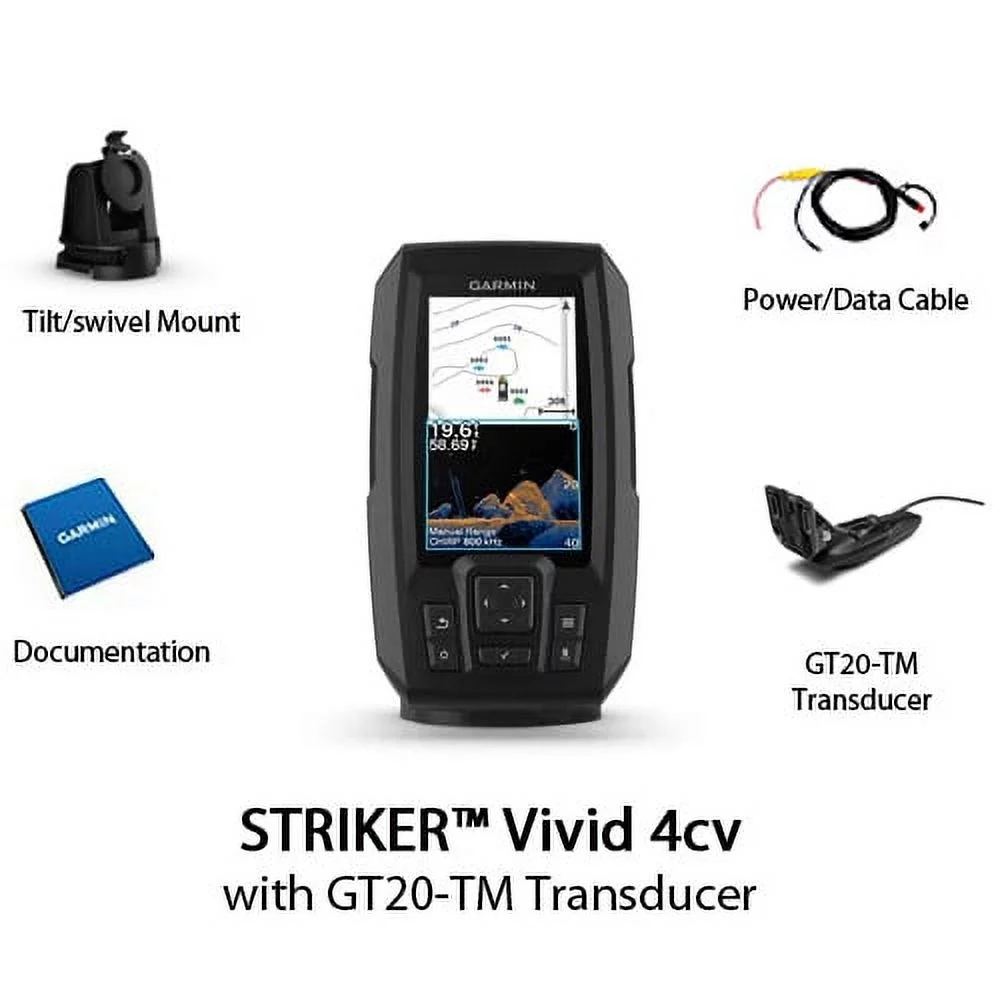 Garmin STRIKER Vivid 4cv 4.3 Inch CHIRP Fishfinder with GT20-TM Transducer - Cheap Fitting