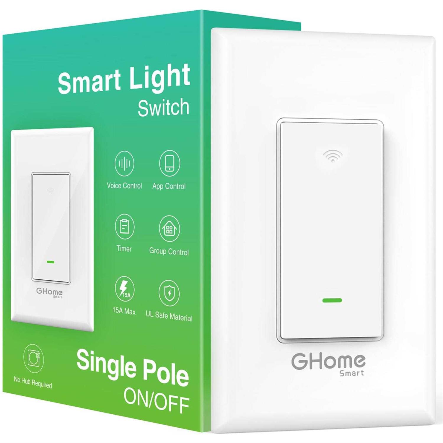 GHome Smart Switch 2.4Ghz Wi-Fi Light Switch Works with Alexa - Cheap Fitting