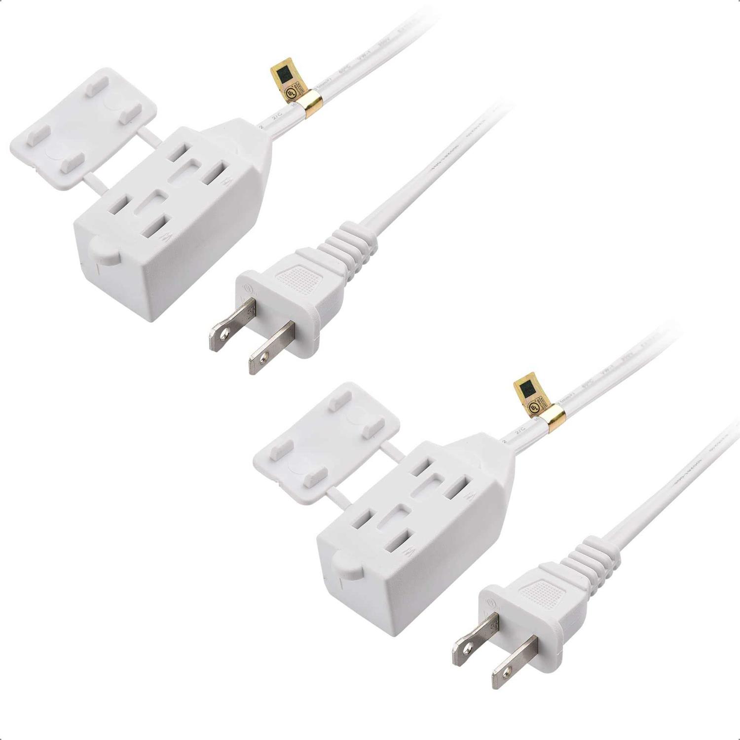 Cable Matters 2-Pack 16 AWG 2 Prong Extension Cord with Tamper Guard - Cheap Fitting