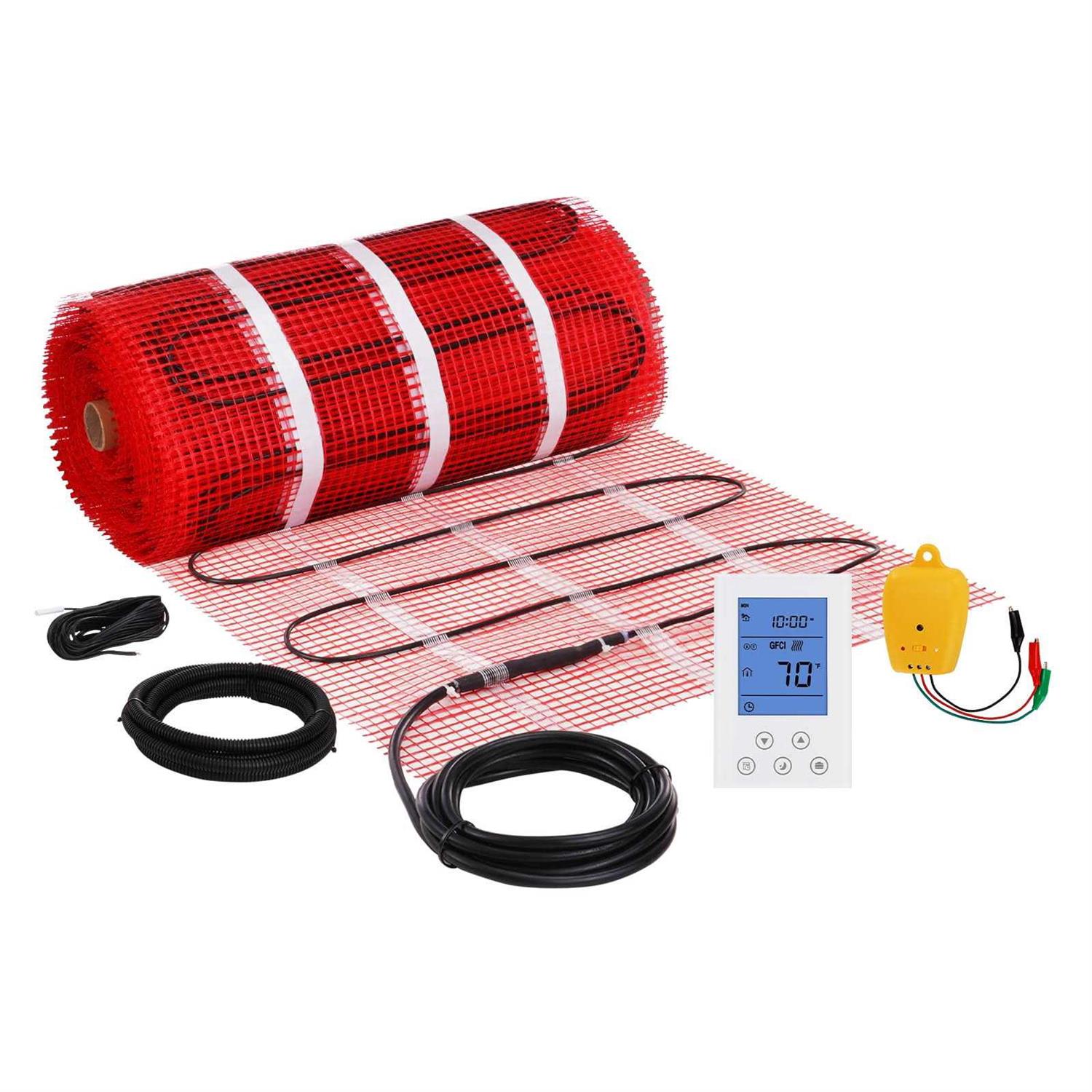 VEVOR Floor Heating Mat Electric Radiant In-Floor Heated Warm System with Digital Floor Sensing Thermostat - Cheap Fitting