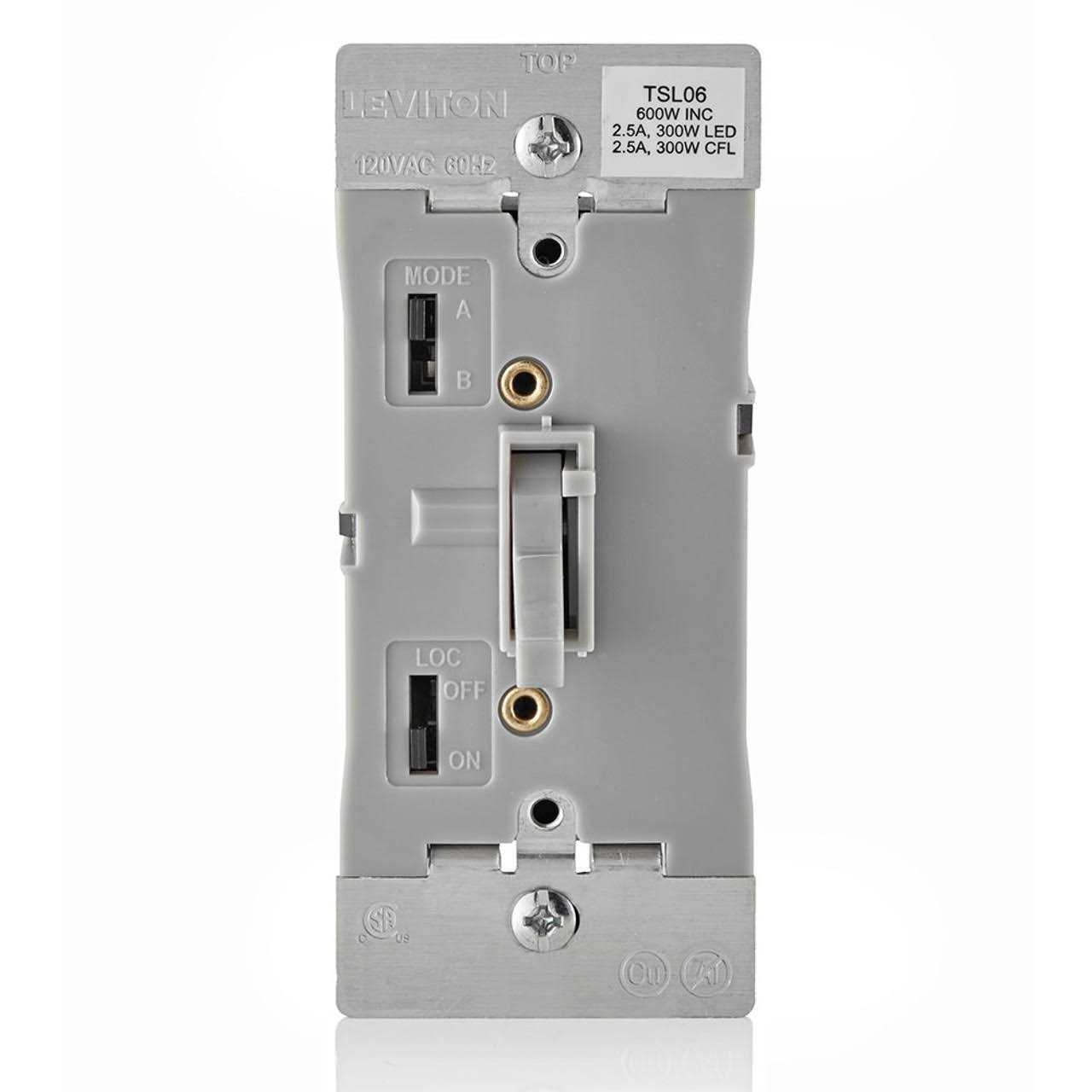 Leviton TSL06-1LG Toggle Slide Dimmer Single Pole/3-Way - Cheap Fitting