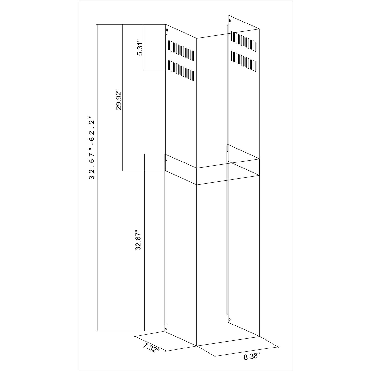 Winflo Stainless Steel Chimney Extension for Wall Mount Range Hood - Cheap Fitting