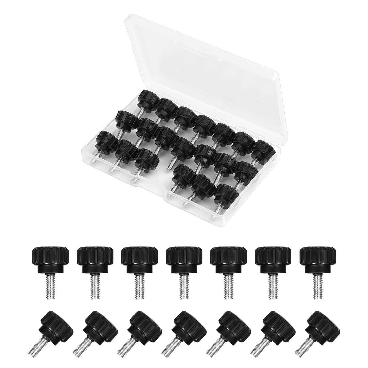 LUTER 20pcs M4 x 10mm Carbon Steel Threaded Knurled Thumbscrew Knurled Handle Bolts Grip Mounting Thumb Screw Knobs Black Round Clamping Screws - Cheap Fitting