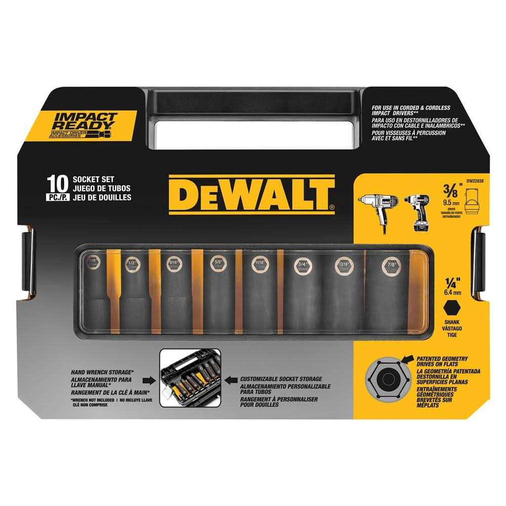 DEWALT DW22838 3/8 10-Piece Impact Ready Socket Set - Cheap Fitting