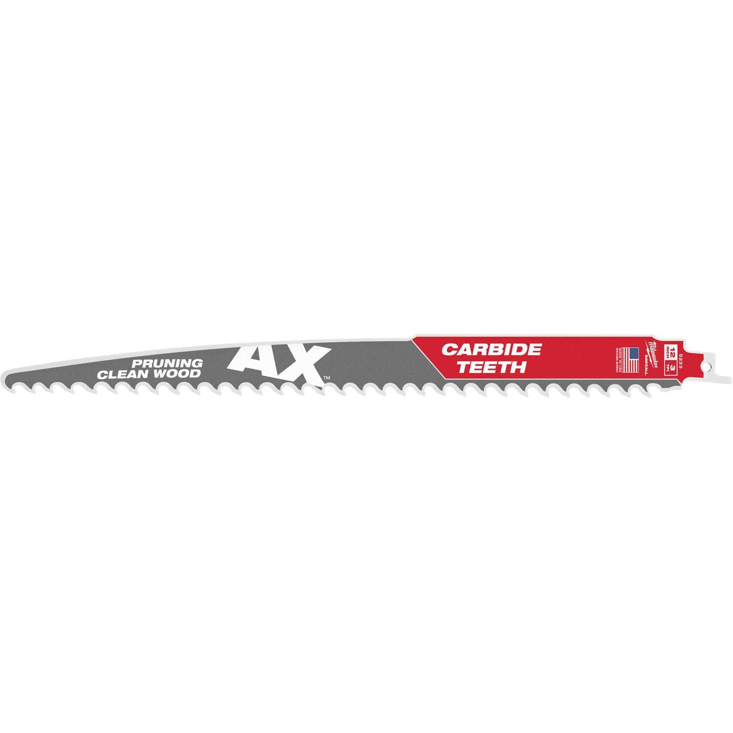 Milwaukee 12 in. 3 TPI AX Carbide Pruning SAWZALL Blade 48-00-5233 - Cheap Fitting