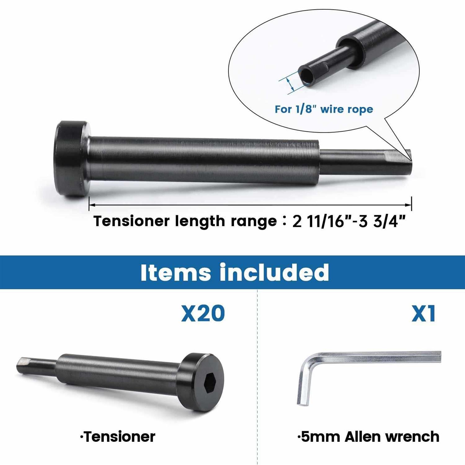 Muzata 1/8 Black Invisible Cable Railing Tensioner - Cheap Fitting