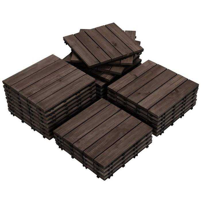 Yaheetech Fir Wood Flooring Tiles Interlocking Wood Tiles Patio - Cheap Fitting