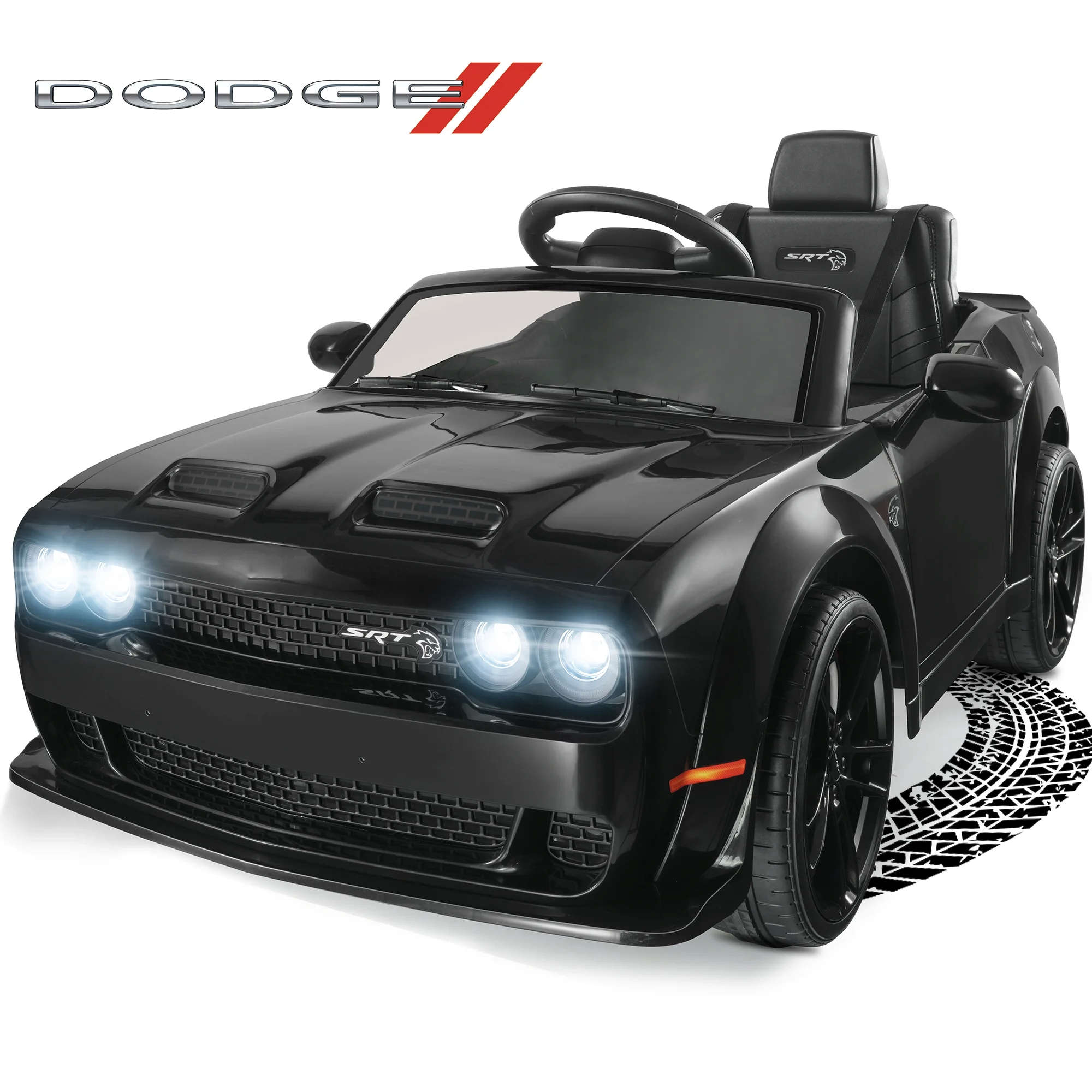 Dodge Challenger 12 V Powered Ride On Car with Remote Control, SRT Hellcat Toys for Kids, Black - Cheap Fitting