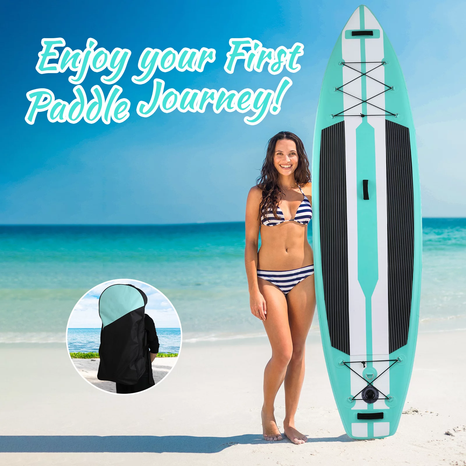 Arlopu 11FT Stand Up Paddle Board Inflatable with Premium SUP Accessories & Backpack, Non-Slip Deck, Waterproof Bag, Leash, Paddle and Hand Pump - Cheap Fitting