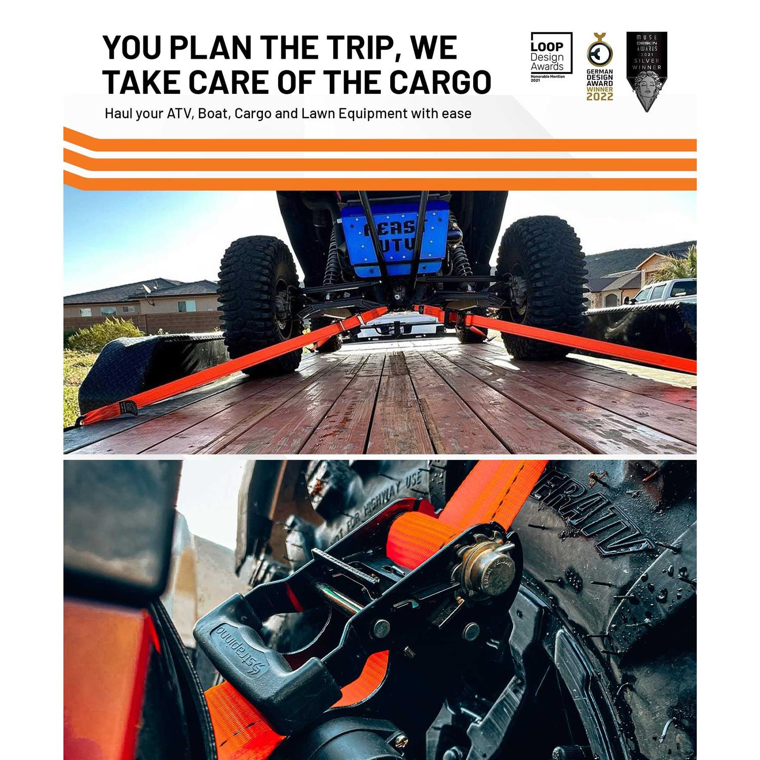 Strapinno 2PCs Retractable Ratchet Tie-Down Straps,5,000 lbs Breaking Strength 2 in x 12 ft Heavy Duty Ratchet Strap with Safety Lock S Hooks - Cheap Fitting