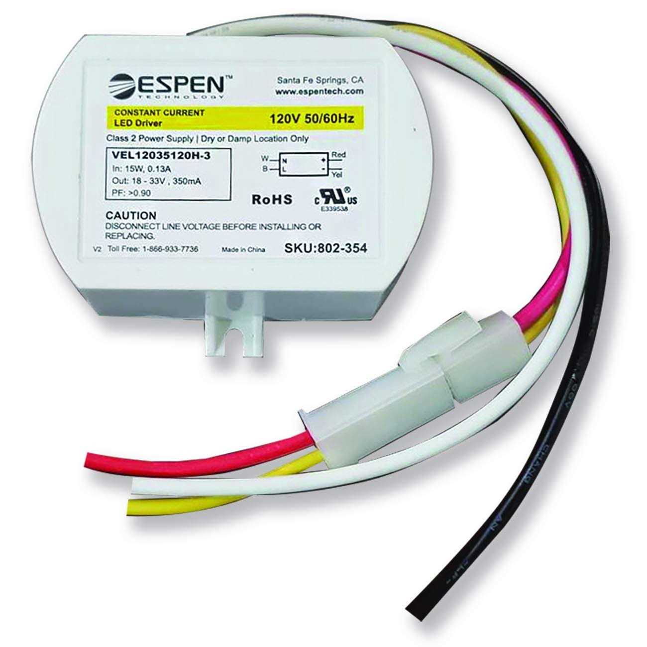 Espen LED Driver VEL12035120H-3-CA Constant Current 350mA - Cheap Fitting