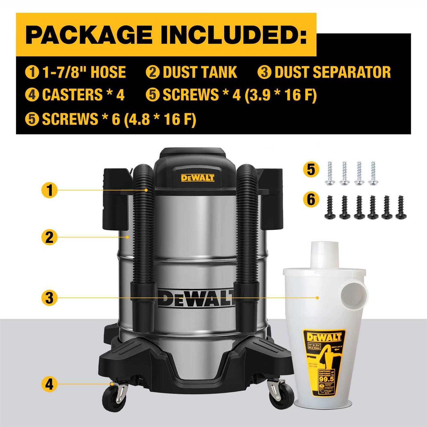 Dewalt Dust Separator with 10 Gal. Stainless Steel Tank - Cheap Fitting