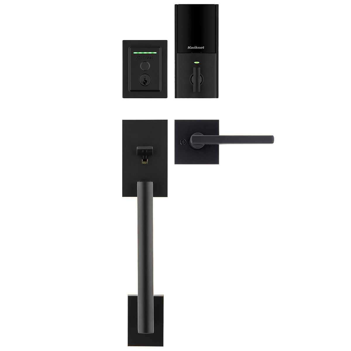 Kwikset Halo Touch Matte Black CNT Fingerprint WiFi Elec Smart Lock Deadbolt Feat SmartKey Security with San Clemente Handleset - Cheap Fitting
