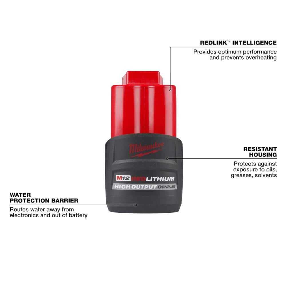 Milwaukee M12 Ion CP High Output 2.5 Ah Battery - Cheap Fitting