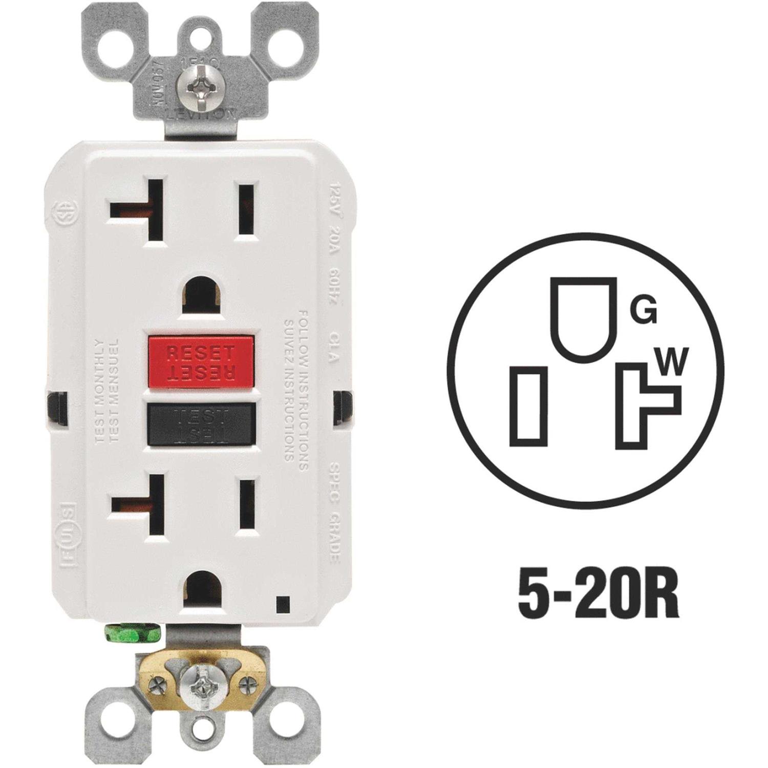 Leviton SmartlockPro Self-Test GFCI Outlet White R12-GFNT2-0RW - Cheap Fitting