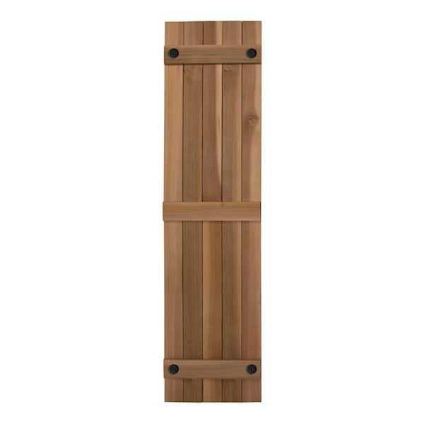 Design Craft Millworks Porter 15 in. x Cedar Board and Batten Shutters Pair - Cheap Fitting