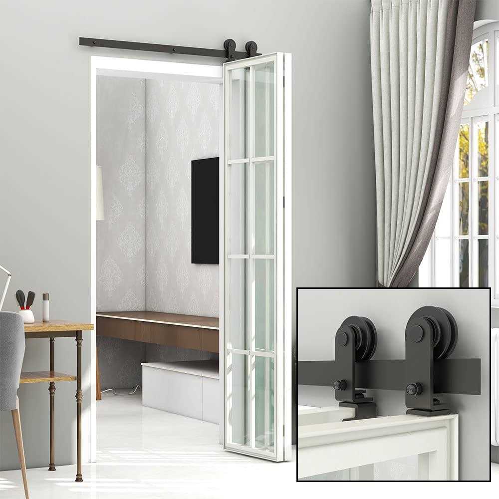 BONIKLUBA Bi-Folding Sliding Barn Door Hardware Top Mount Roller Kit,Smoothly&Quietly-Simple and Easy to Install Fit Doors Panels-Basic T - Cheap Fitting