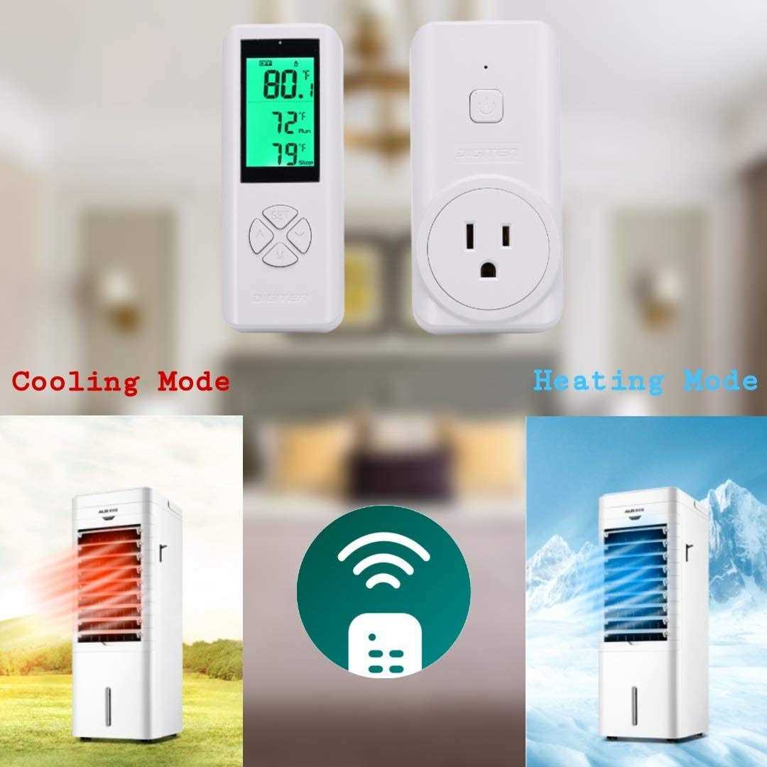 DIGITEN Wireless Temperature Controlled Outlet Digital Plug in Thermostat Outlet with Remote Control Built in Temp Sensor Heating & Cooling for A/c - Cheap Fitting