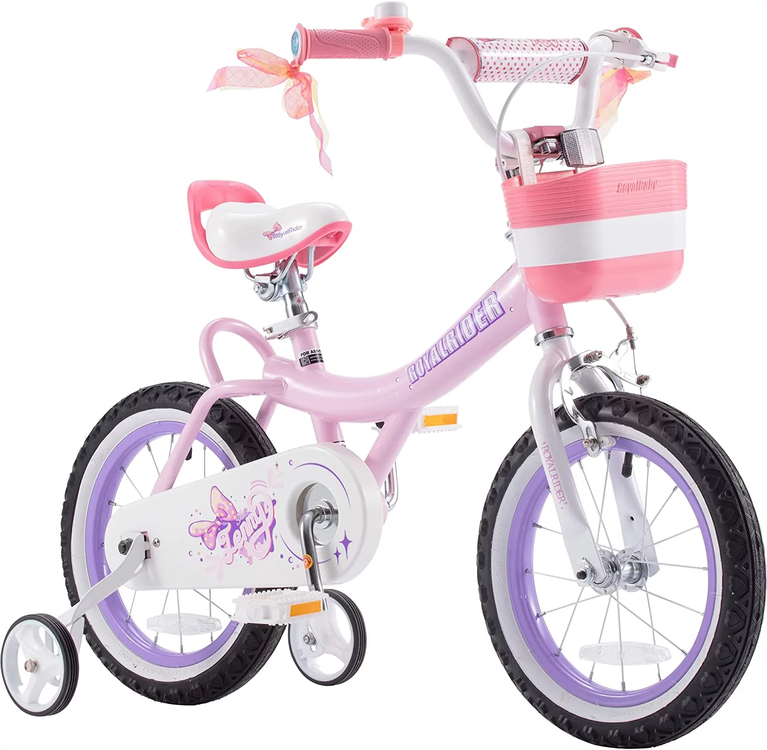 Royalbaby Jenny Girl's Kid's 14 In. Children's Beginner with Bicycle Training Wheels Basket , EL Pink - Cheap Fitting
