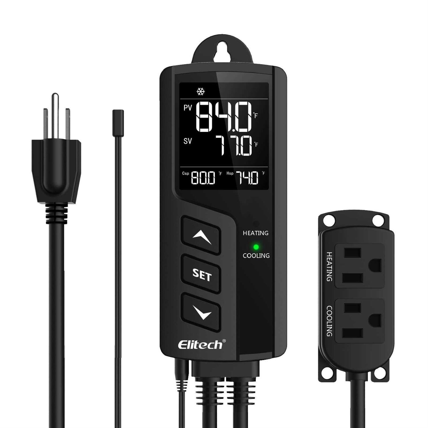 Elitech STC-1000Pro Temperature Controller Thermostat Heating Cooling Outlets Reef Tank Grow Room 1100w 10a - Cheap Fitting