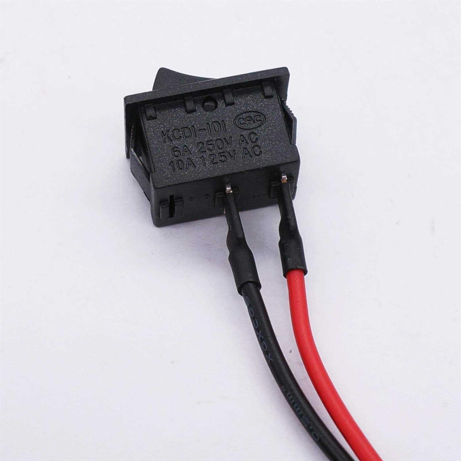 TWTADE 10Pcs Rocker Switch ON/Off 2Pin Latching Square Toggle SPST Switch Snap with Wires KCD1-X-F - Cheap Fitting