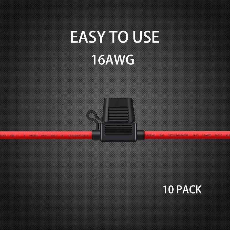 Qizpcer 10 Pack 16 AWG Inline Fuse Holder - Cheap Fitting
