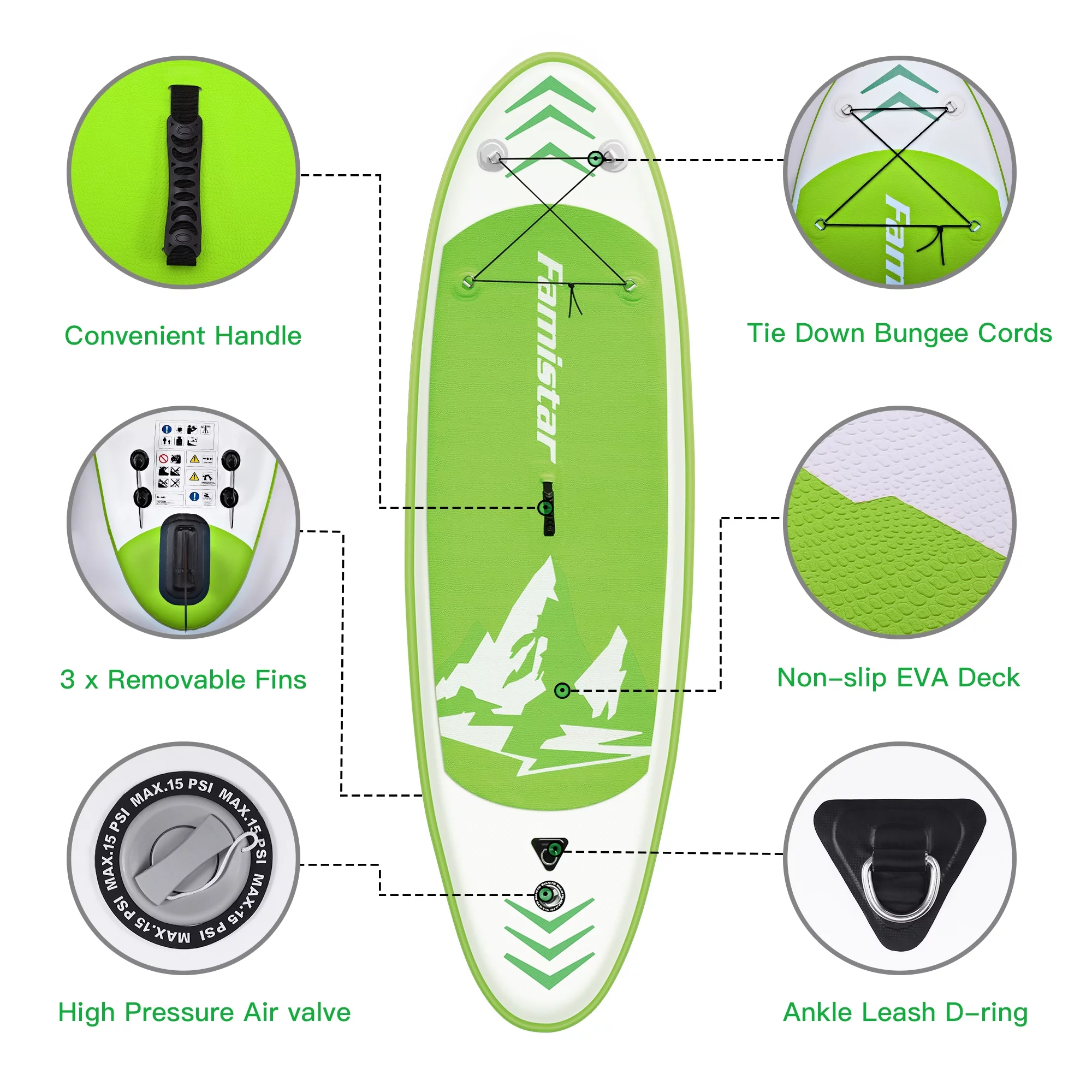Famistar 10' Inflatable Stand Up Paddle Board 6