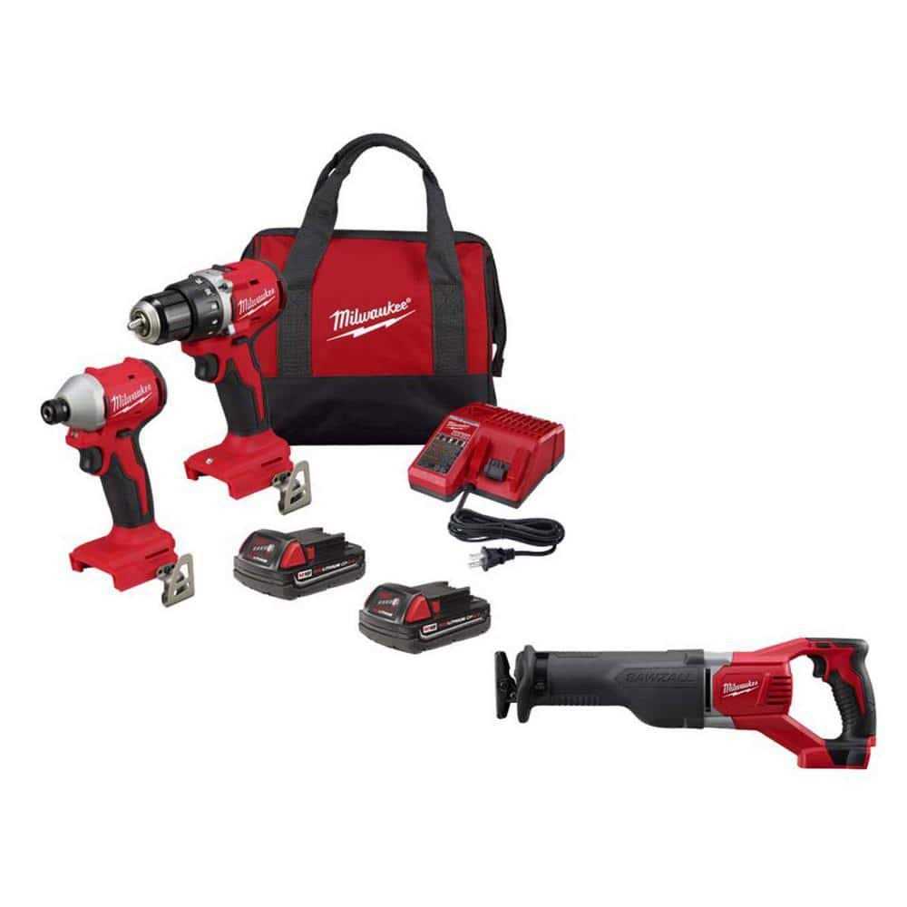 Milwaukee M18 18V Lithium-Ion Brushless Cordless Compact Drill/Impact Combo Kit - Cheap Fitting