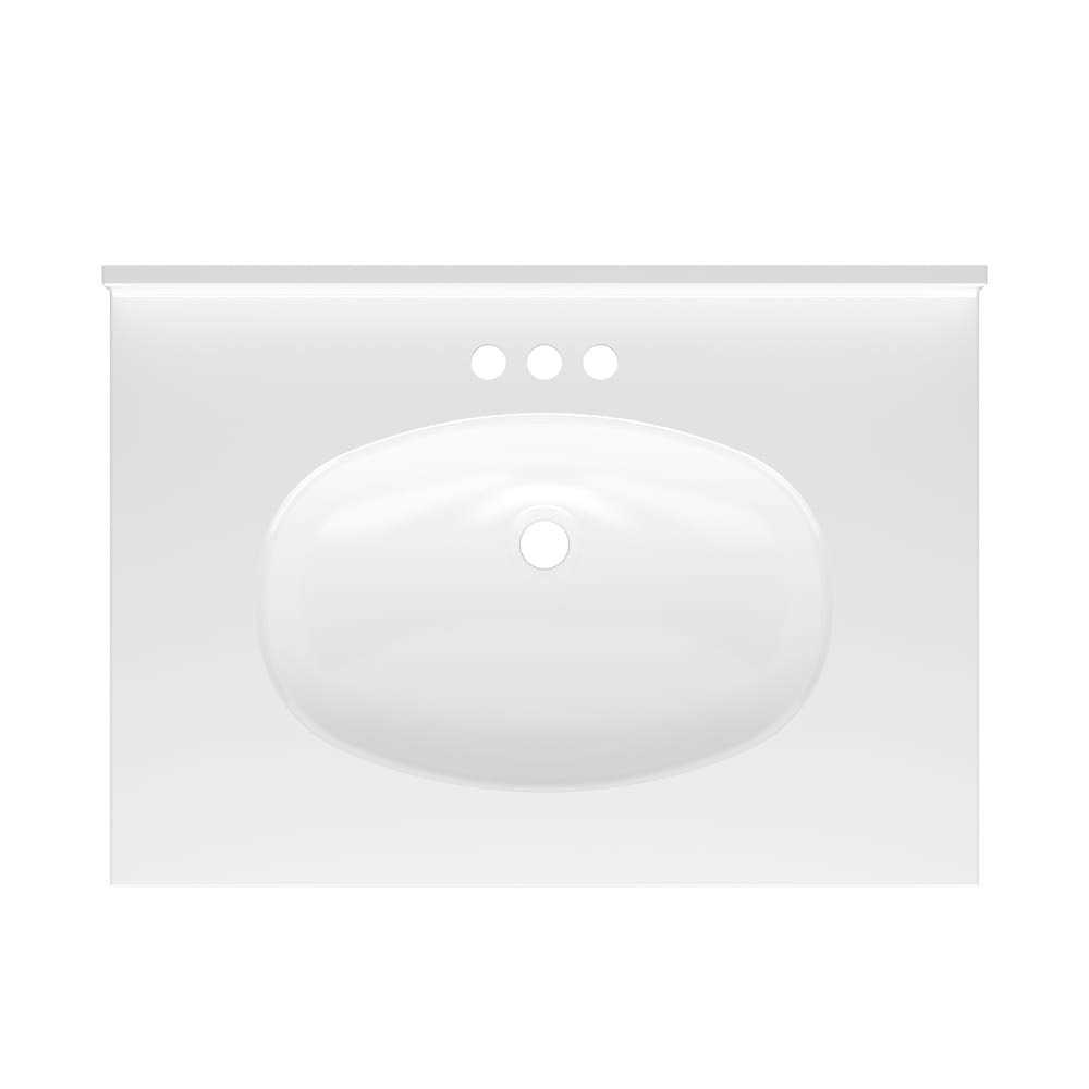 Project Source Cultured Marble Vanity Top With Single Oval Bowl MP231-3 - Cheap Fitting