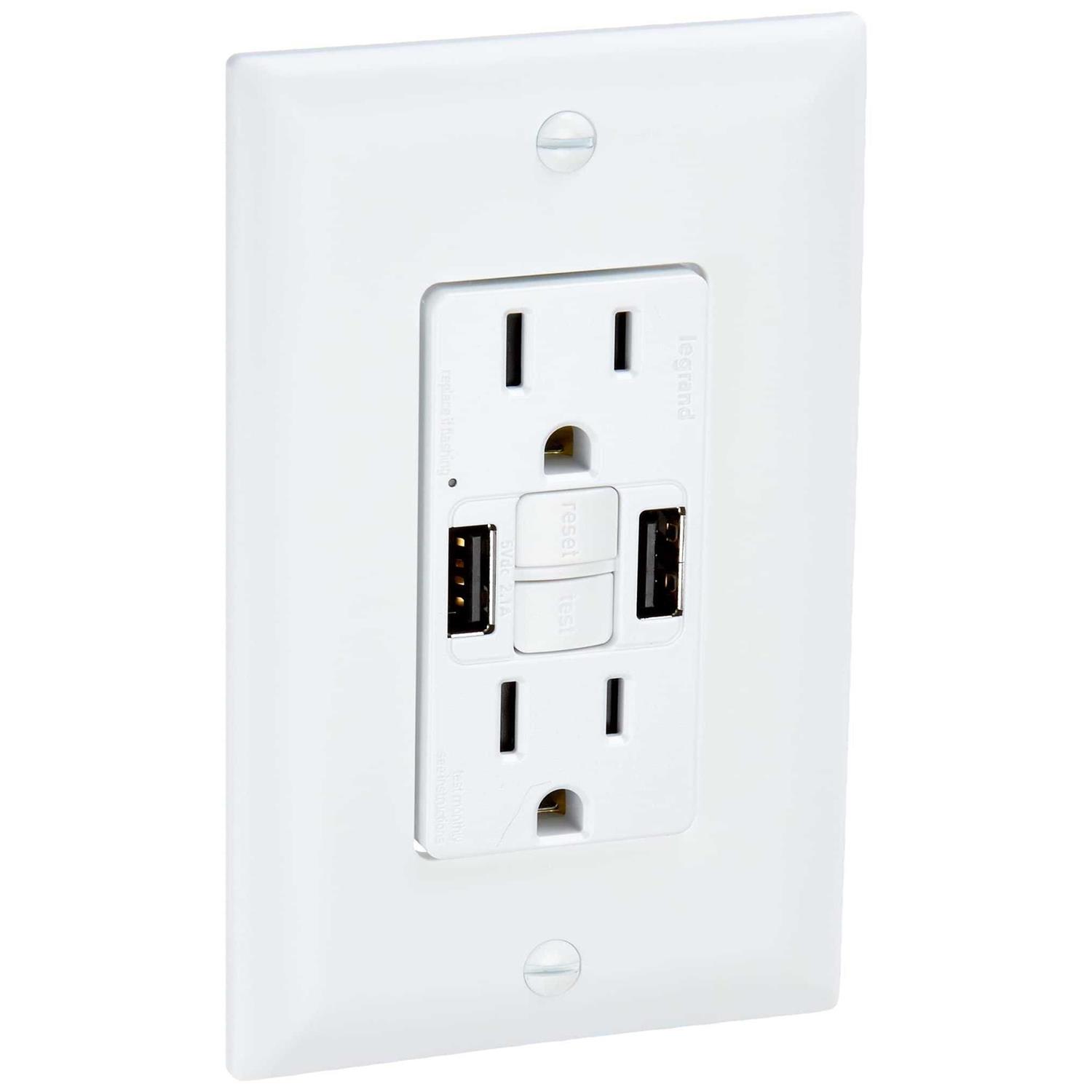 Legrand Self-Test Gfci Recep Tr 15A W/ USB Aa 1597TRUSBAAW - Cheap Fitting