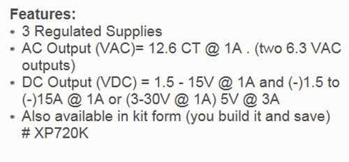 Elenco Ac/DC Triple Output Power Supply Kit - Cheap Fitting