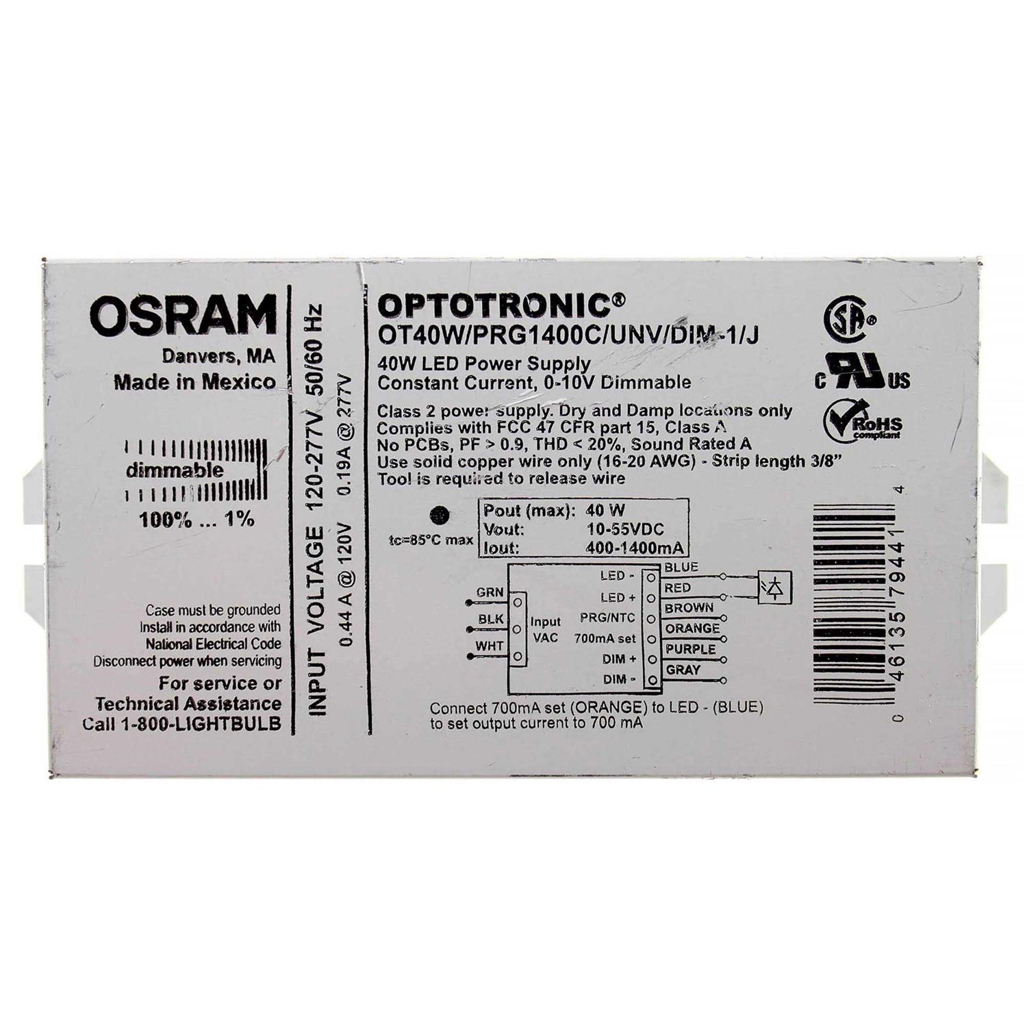 osram ot40w/prg1400c/unv/dim-1/j Optotronic 40w programmable led power supply - Cheap Fitting