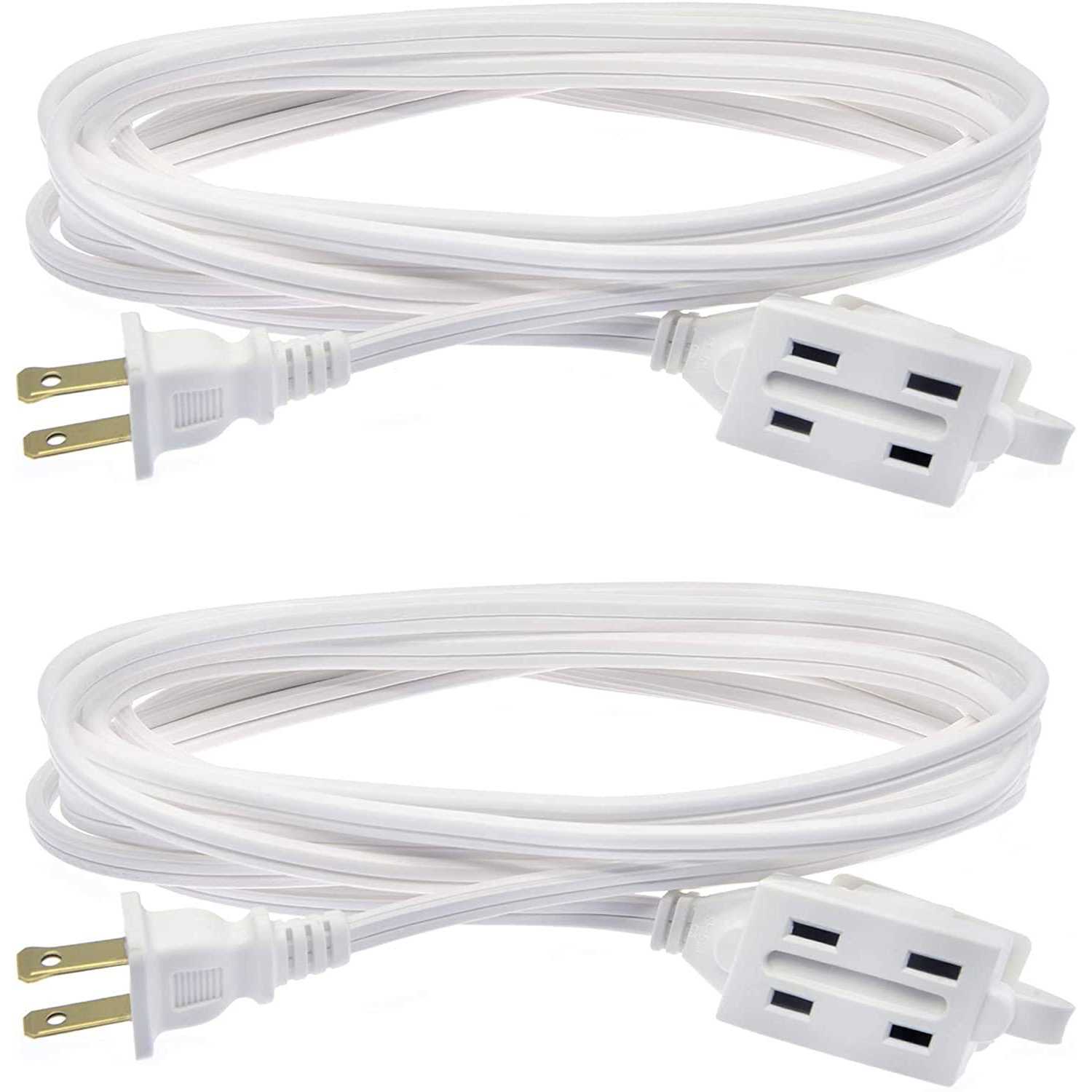 Clear Power 2-Pack 3 Outlet Indoor Extension Cord 16/2 SPT-2 - Cheap Fitting