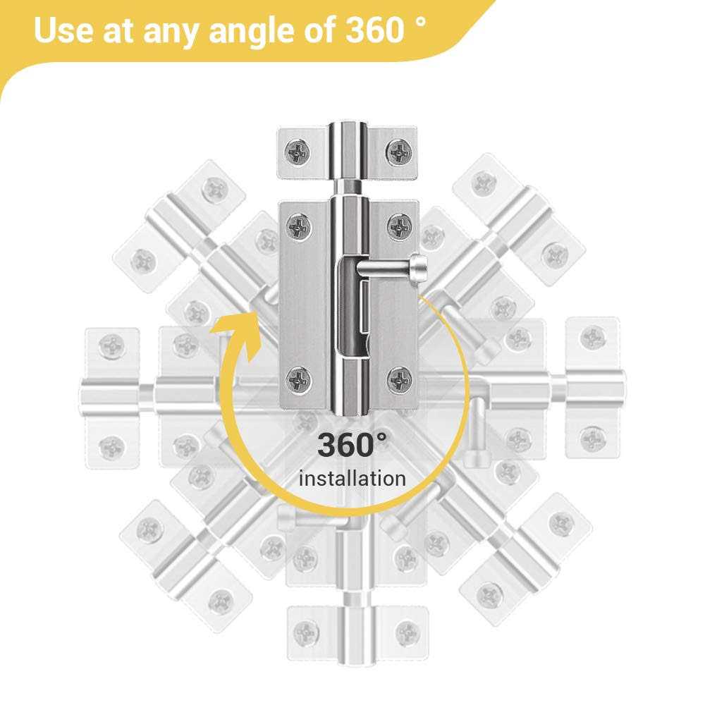 HELEMAN Door Security Slide Latch Lock with 12 Screws 2 Pack Keyless Entry - Cheap Fitting