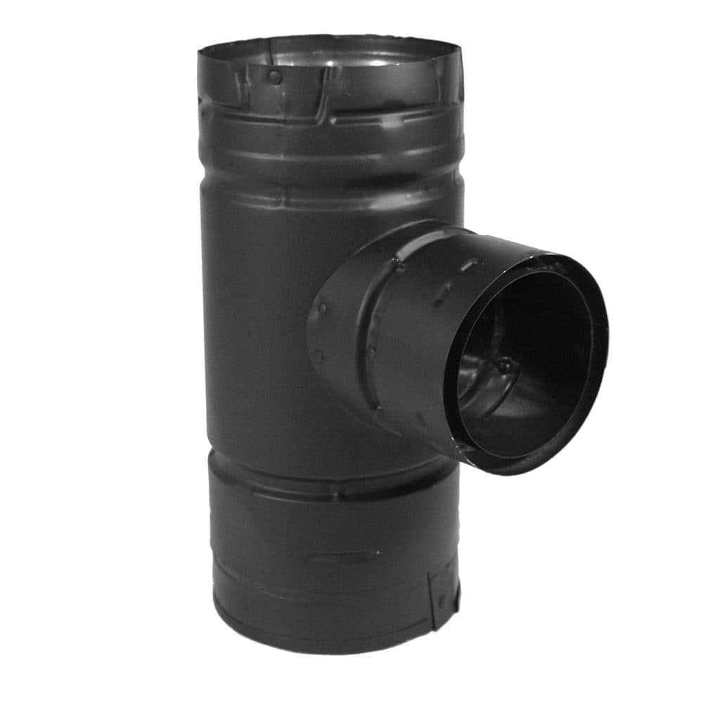DuraVent PelletVent 4 inch Diameter Black Increaser Tee with Clean 4PVL-T3B - Cheap Fitting