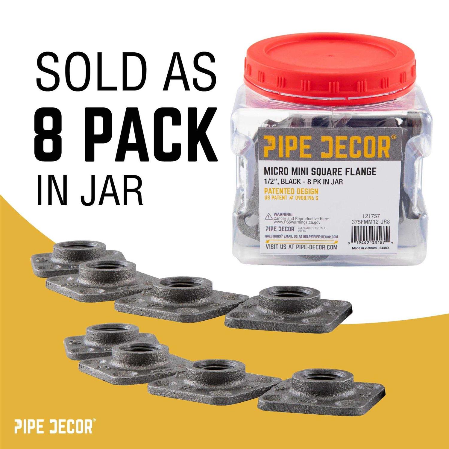 PIPE DECOR 1/2 in. Black Iron Micro Mini Square Flange - Cheap Fitting