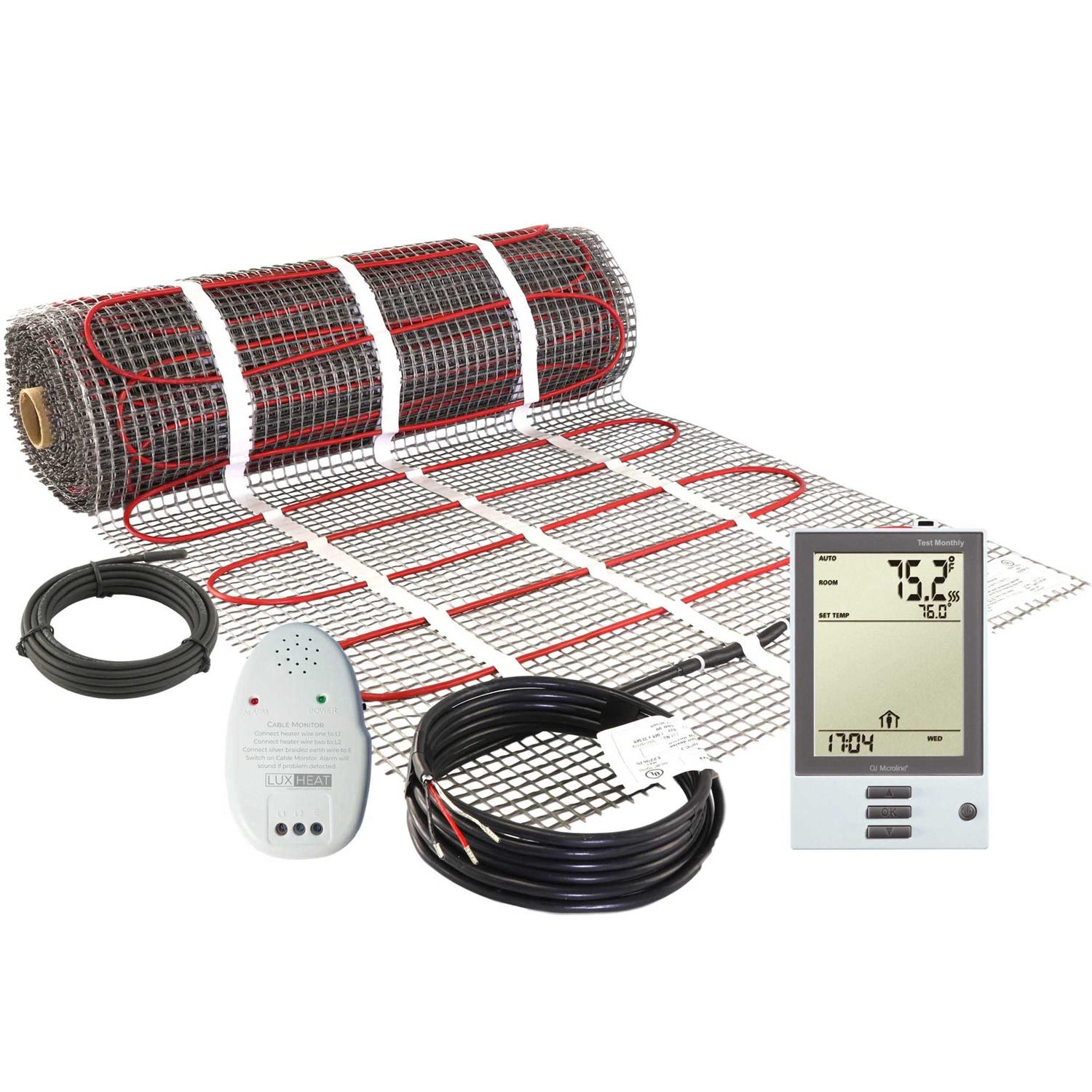 LuxHeat Radiant Electric Floor Heating Mat Kit Programmable Thermostat & Installation Monitor 120v - Cheap Fitting
