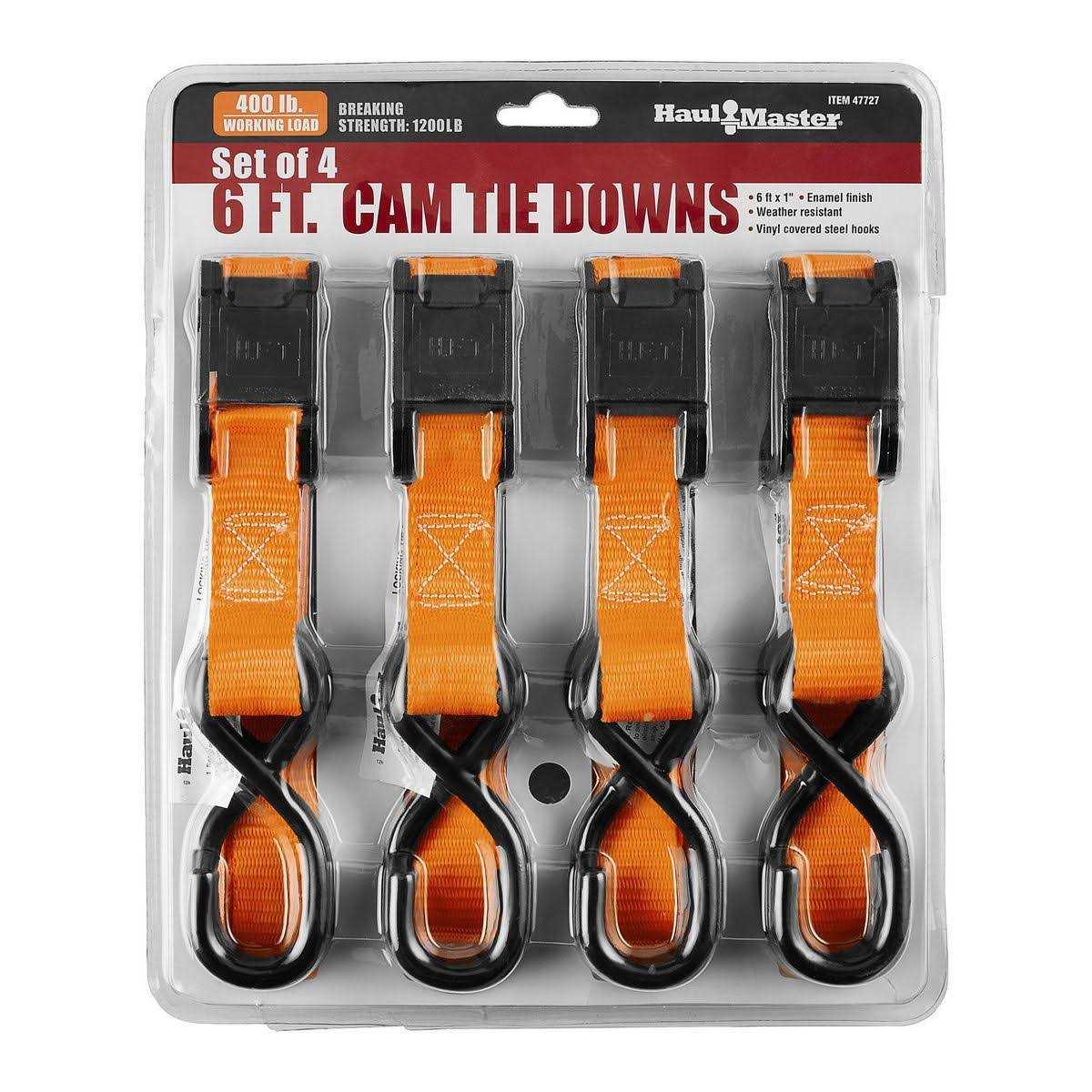 Haul-Master 400 lb. Capacity 6 ft. x 1 in. Cam Buckle Tie Downs - Cheap Fitting