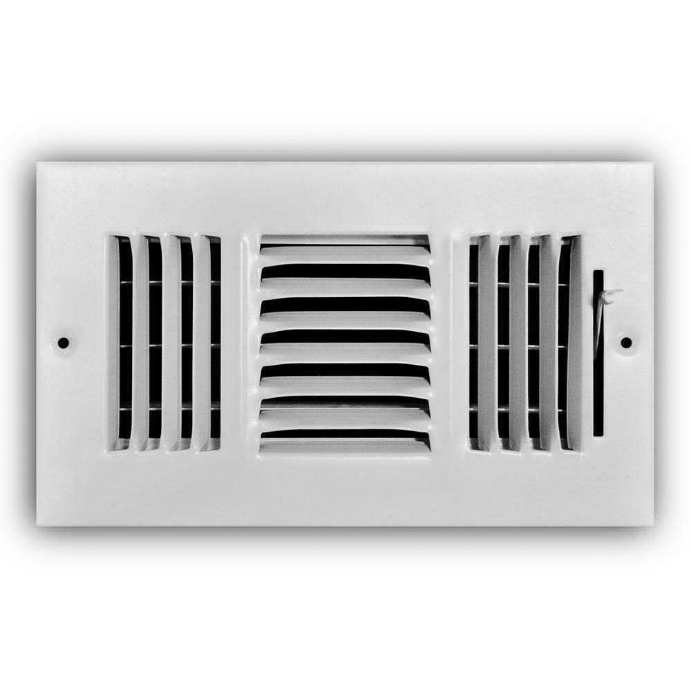 Everbilt 10 in. x 6 in. 3-Way Steel Wall/Ceiling Register in White - Cheap Fitting