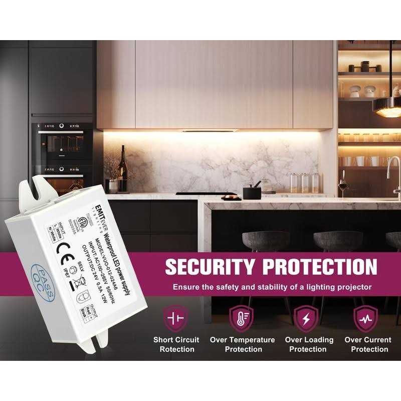 EMITEVER 24Volt LED Power Supply Driver 12W 2-Pack ETL Listed Waterproof IP67 Low Voltage Transformer - Cheap Fitting