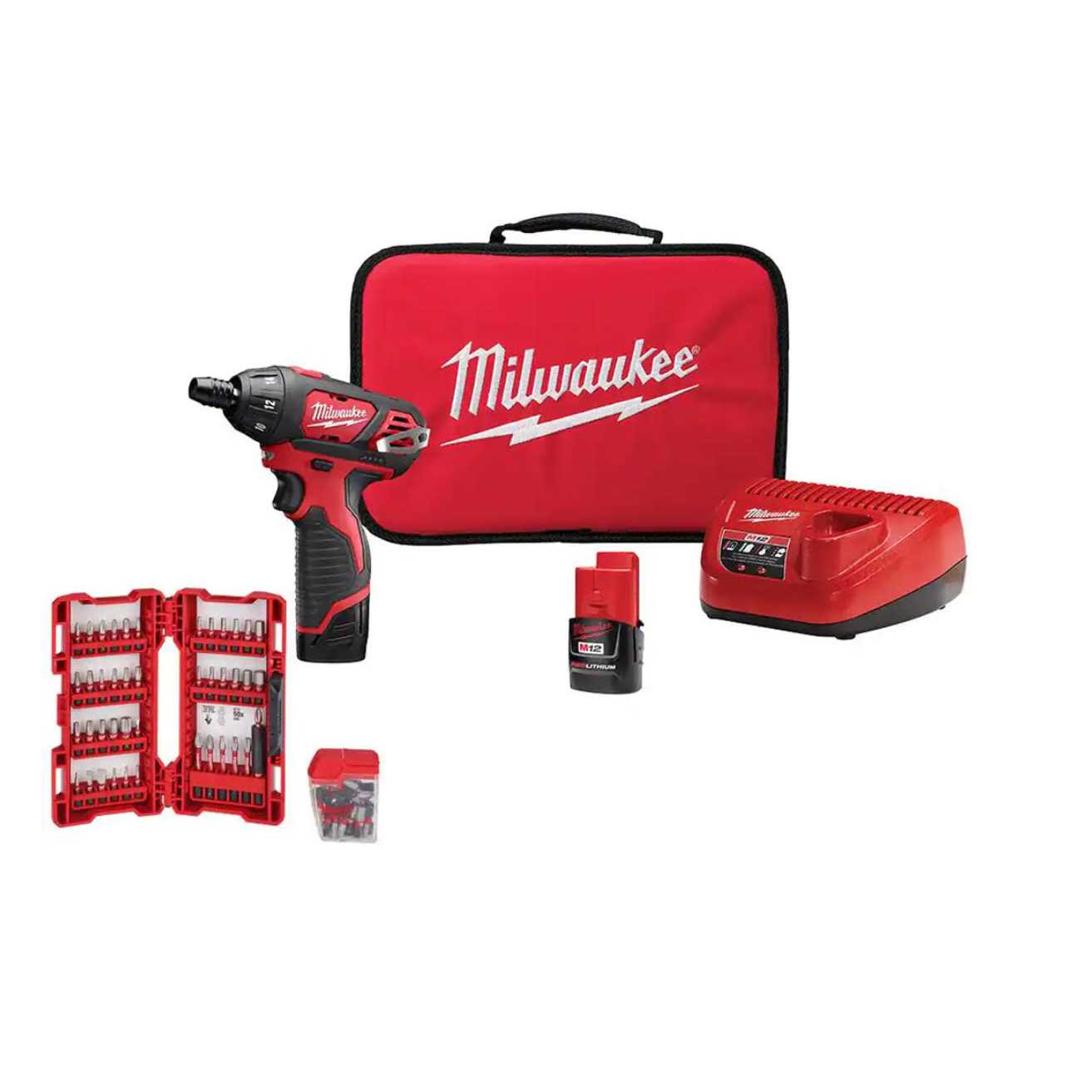 Milwaukee M12 12-Volt Lithium-Ion Cordless 1/4 in. Hex Screwdriver Kit Two 1.5Ah Batteries - Cheap Fitting