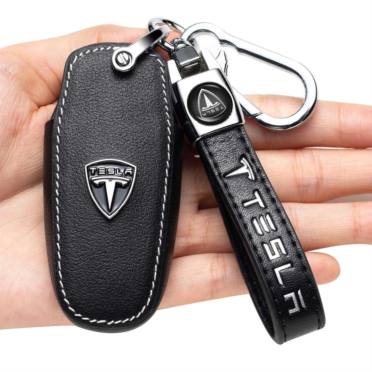 Hefanor Genuine Leather Key Fob Case Cover Replacement for Tesla Model S ,Model 3 - Cheap Fitting
