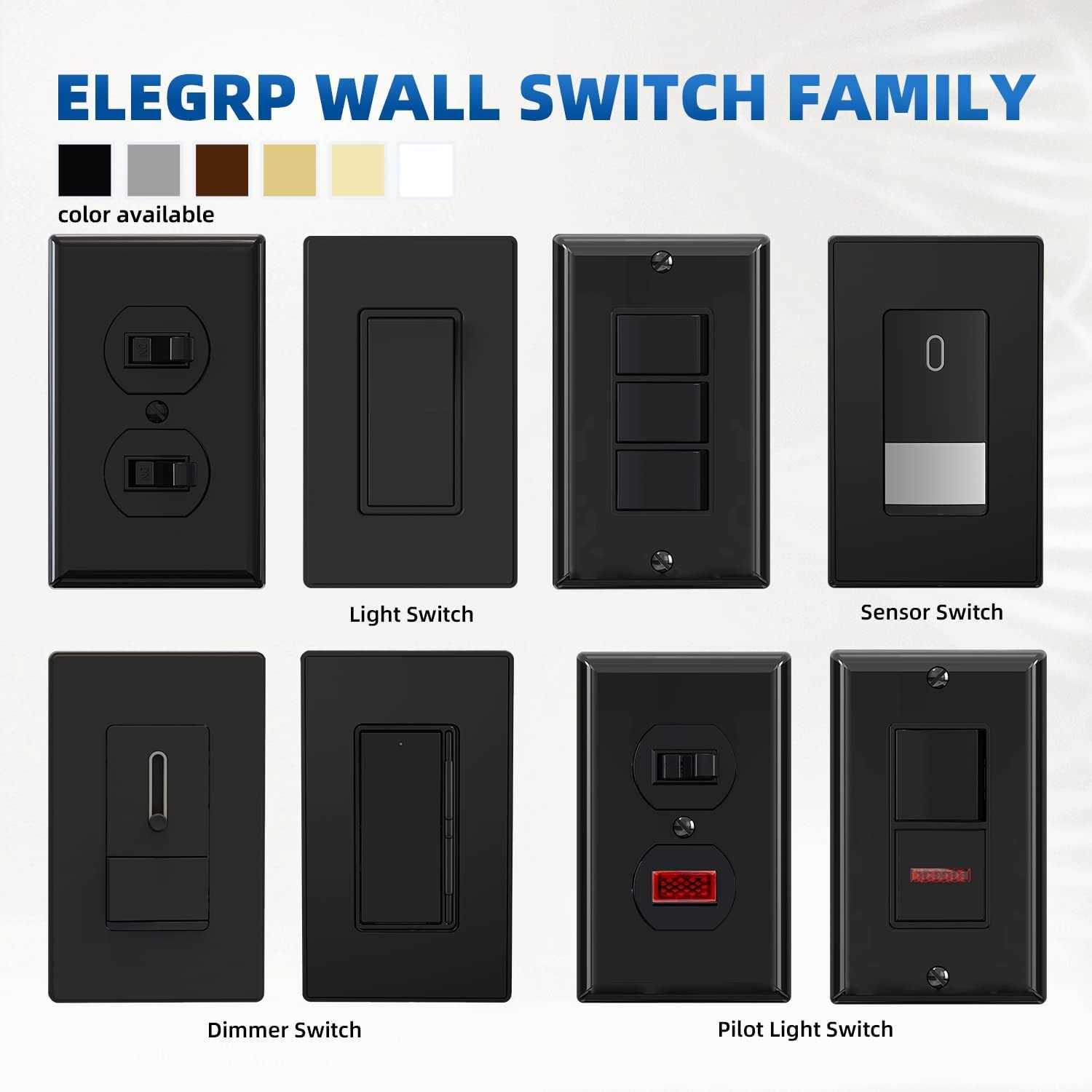ELEGRP Matte Single Pole Decorator Light Switch 15Amp - Cheap Fitting