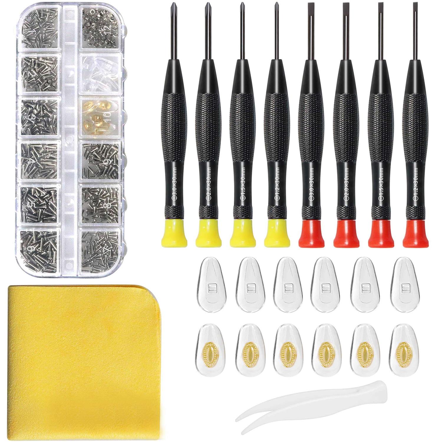 Mearun Solar Eyeglass Repair Kit with Glasses Screws Contains Precision Screwdriver Kit and Nose Pads - Cheap Fitting